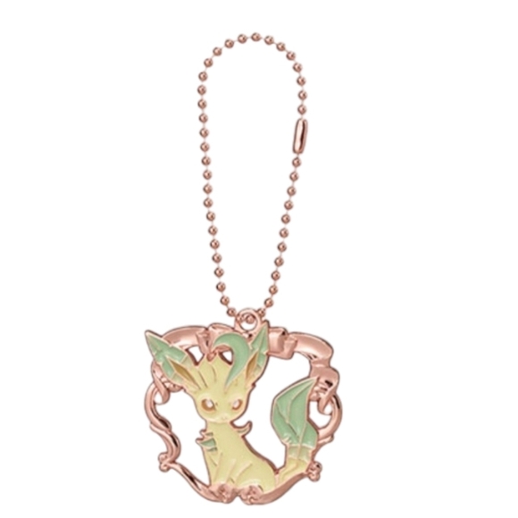 Pokemon Leafeon Rose Gold Metal Bag Charm Keychain - Picture 1 of 7
